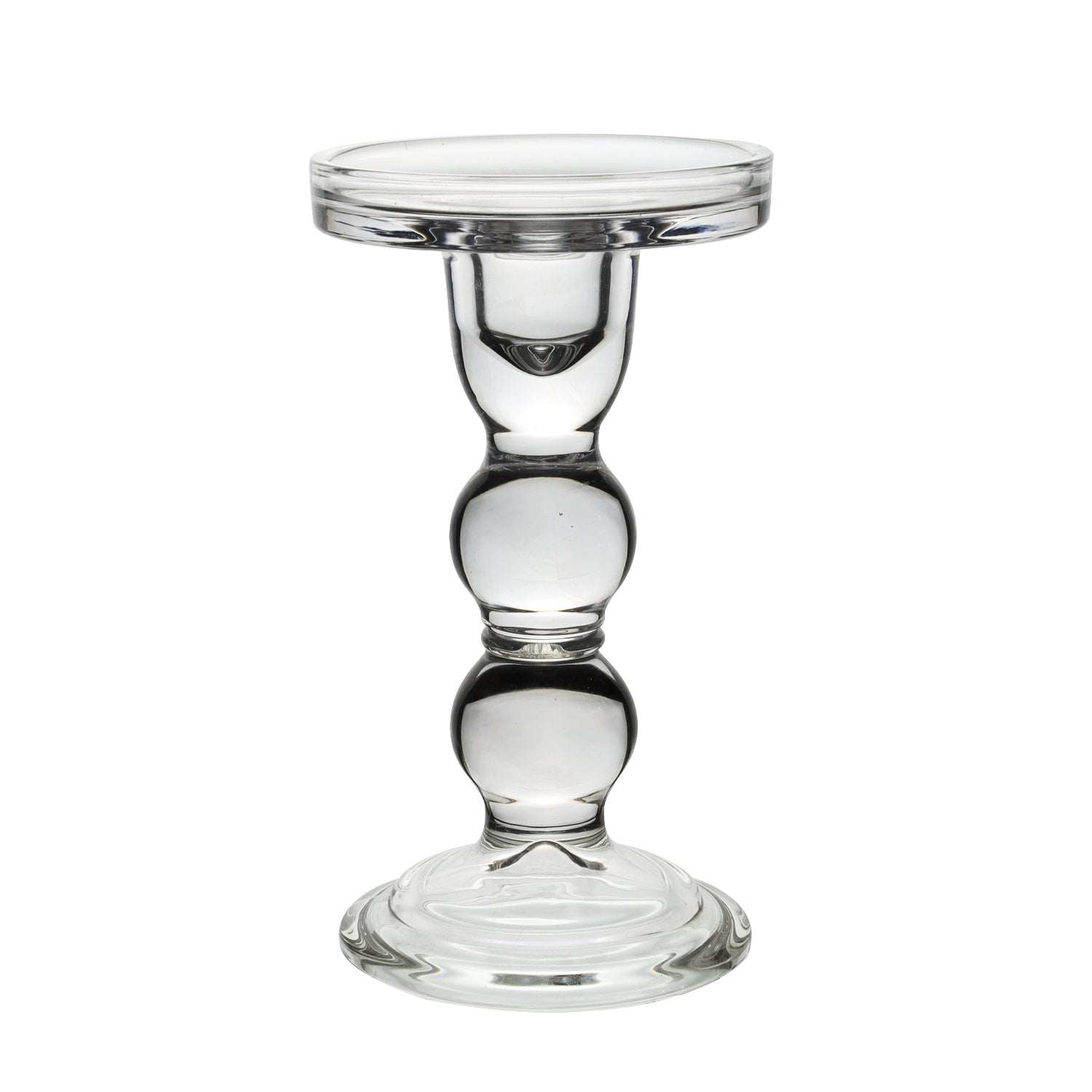 Medium Glass Vintage Candlestick Holder