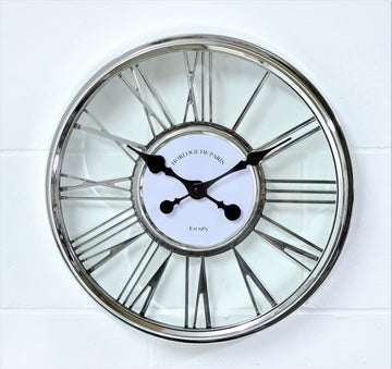 Silver Chrome Effect Cut Out Round Wall Clock