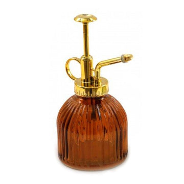 2Pcs Amber Glass Plant Mister Ribbed Spray Bottle