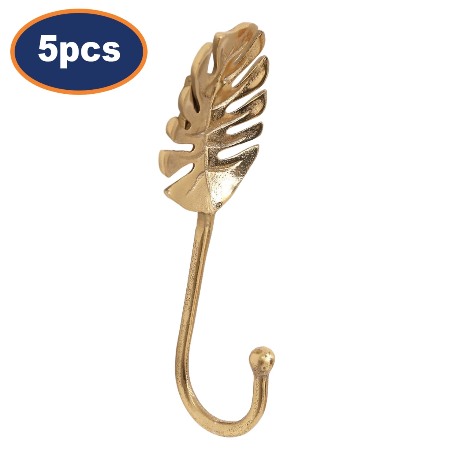 5Pcs 20cm Gold Leaf Clothes Wall Hook