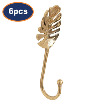 6Pcs 20cm Gold Leaf Clothes Wall Hook