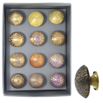6pc Assorted Ethnic Brass  Door Knob