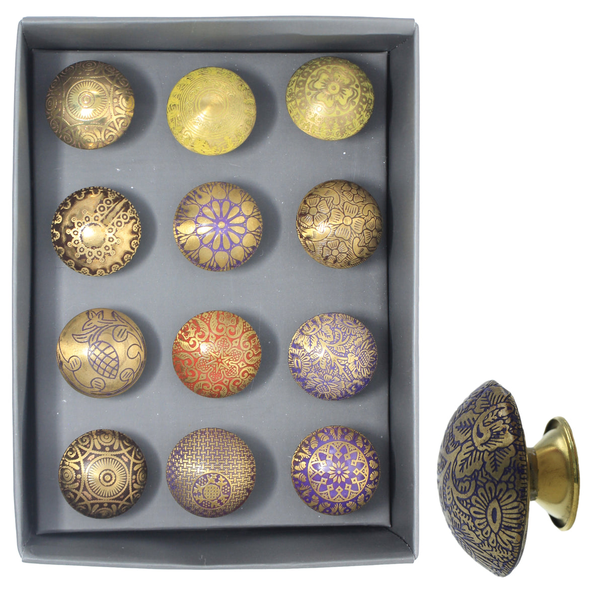 5pc Assorted Ethnic Brass  Door Knob