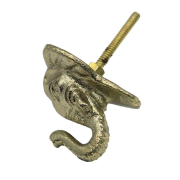 Single Gold Finish Elephant Cupboard Drawer Knob Door