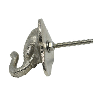 Single Silver Finish Elephant Cupboard Drawer Knob Door