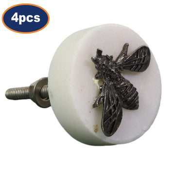 4pc 4cm Marble Metal Round Drawer Cupboard Door Knob