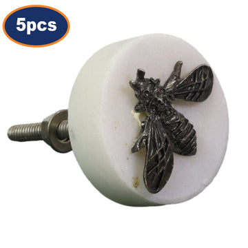 5pc 4cm Marble Metal Round Drawer Cupboard Door Knob