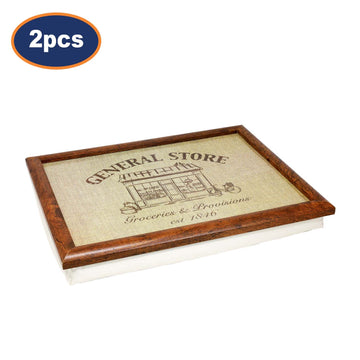 2Pcs Cushioned Padded Base Wooden Lap Tray