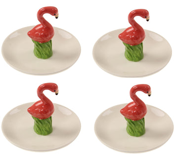 4 x Ceramic Flamingo Shaped Trinkets Tray Jewellery