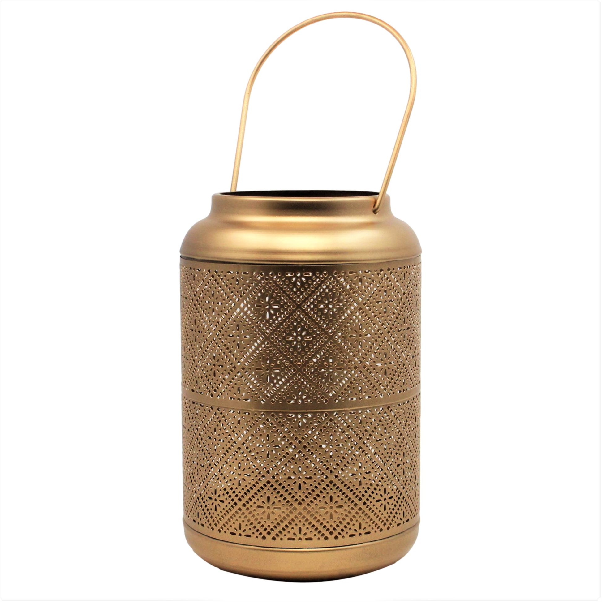 23cm Gold Moroccan Lantern Candle Holder