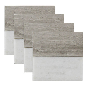 Set of 4 Square 2 Tone Marble Coasters