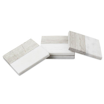 Set of 4 Square 2 Tone Marble Coasters