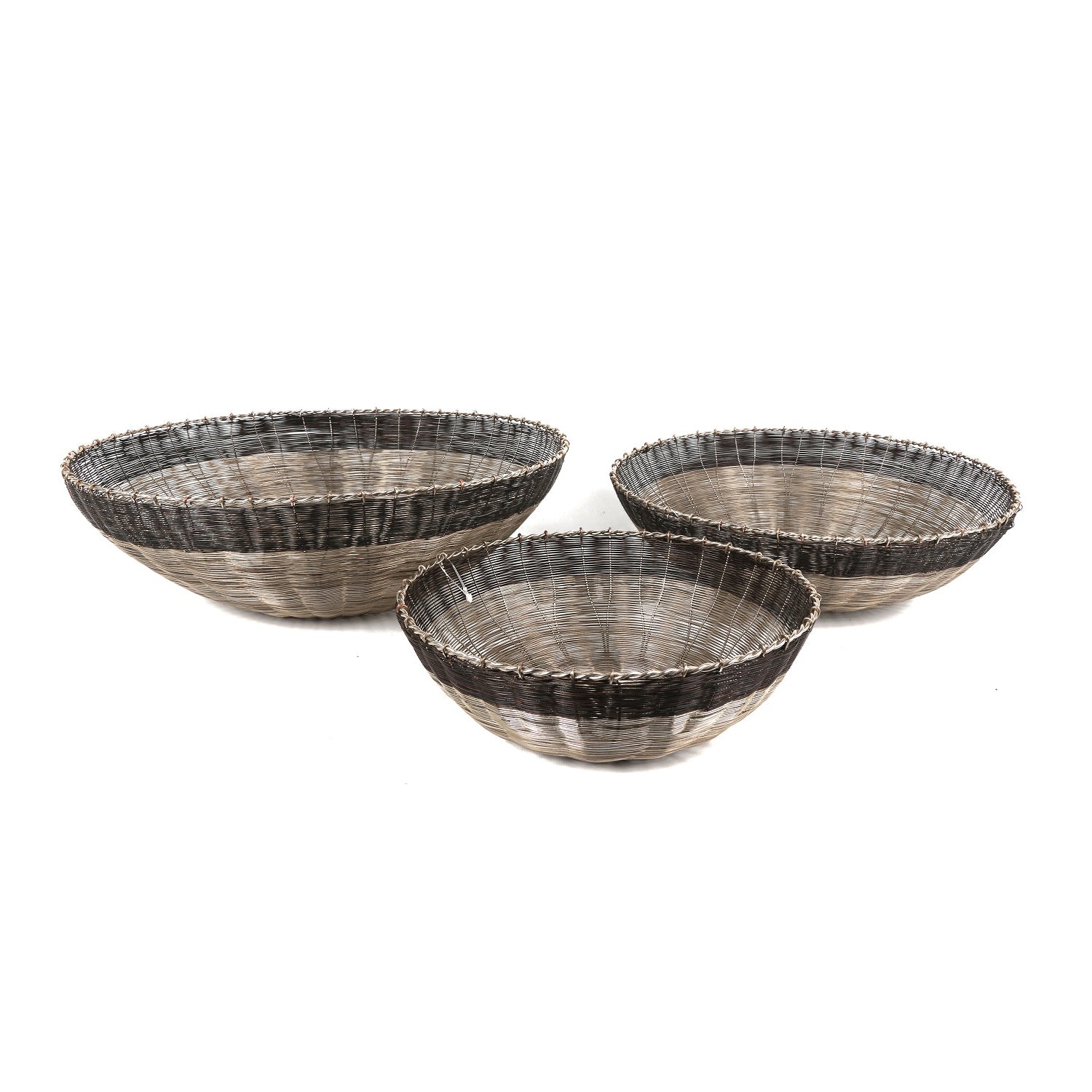 3Pcs Black Silver Iron Wire Basket Bowl