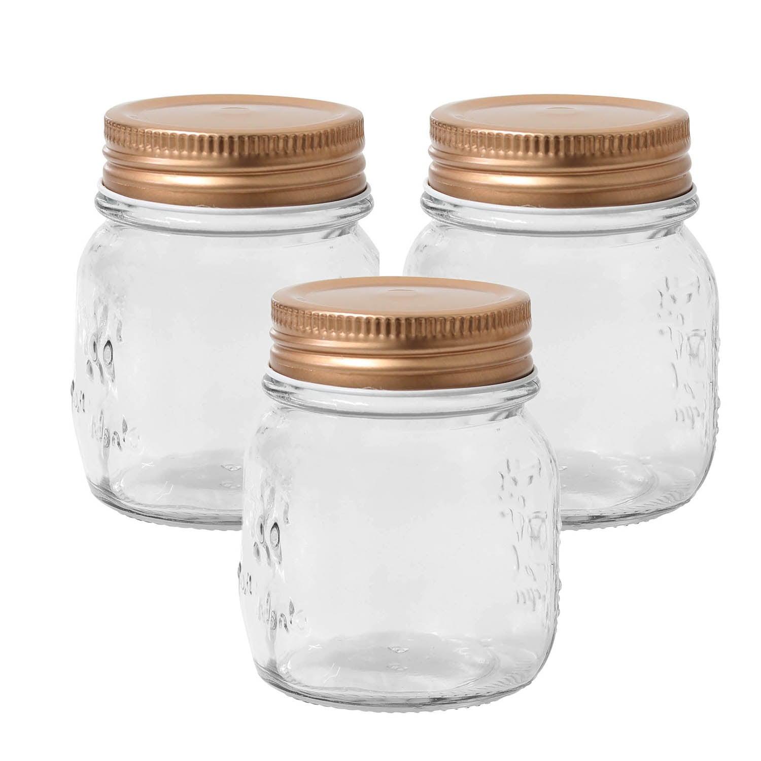 3pcs 150ml Glass Storage Jar Copper Lid