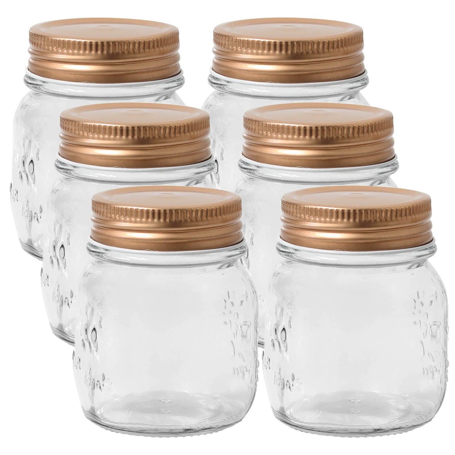 6pcs 150ml Glass Storage Jar Copper Lid