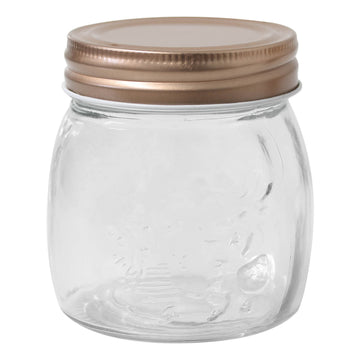 4-Piece 260ml Glass Storage Jar with Rose Gold Copper Screw Top Lid