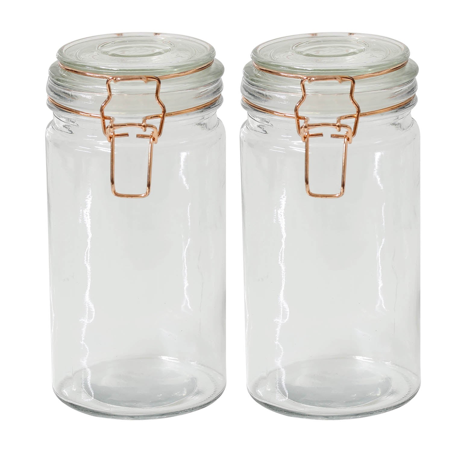 2pcs 1.3 Litres Glass Storage Preserving Jar w/ Clip Top Lid