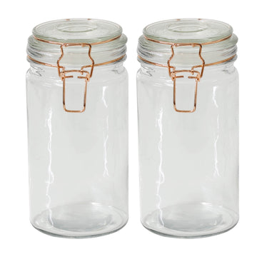 2pcs 1.3 Litres Glass Storage Preserving Jar w/ Clip Top Lid