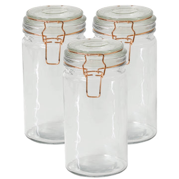 3pcs 1.3 Litres Glass Storage Preserving Jar w/ Clip Top Lid