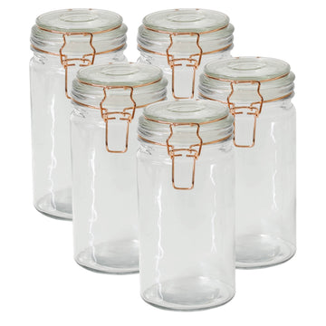 5pcs 1.3 Litres Glass Storage Preserving Jar w/ Clip Top Lid