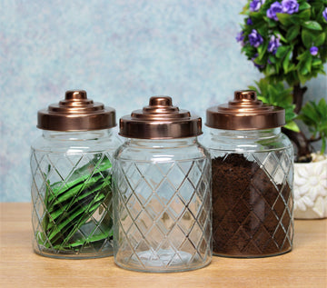 3Pcs 1 Litre Glass Storage Jar