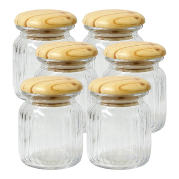 6pcs 250ml Ribbed Glass Storage Jar Rubber Seal Lid