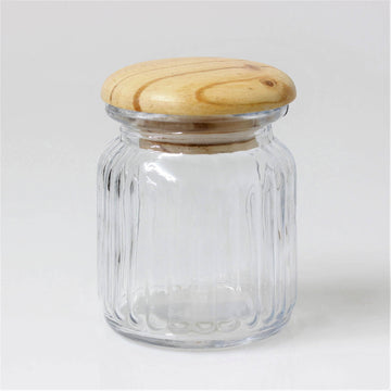 250ml Ribbed Glass Storage Jar Rubber Seal Lid