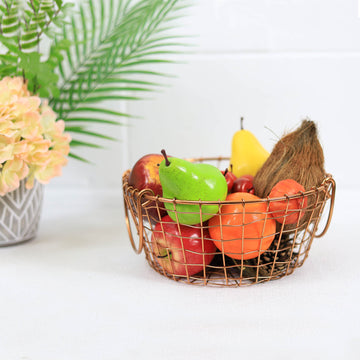 Small Round Copper Wire Fruits & Vegetables Basket