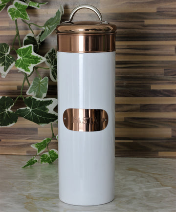 Large Copper White Pasta Storage Jar