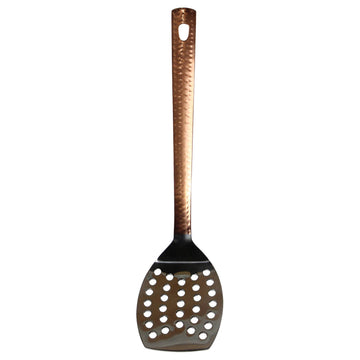32cm Hammered Copper Metal Slotted Turner Cooking Utensil