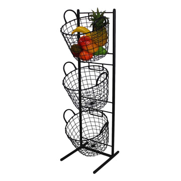 3 Tier Metal Fruit Vegetable Basket Bowl Kitchen Storage
