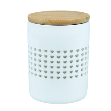 White Dolomite Heart Food Canister with Lid