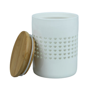 White Dolomite Heart Food Canister with Lid