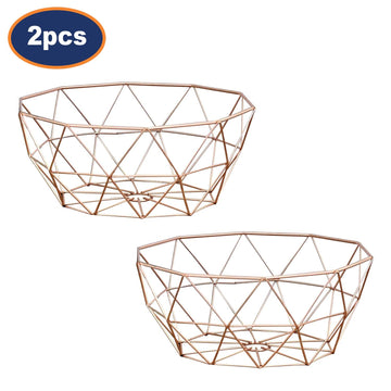 2Pcs Copper Color Metal Wire Geometric Food Basket