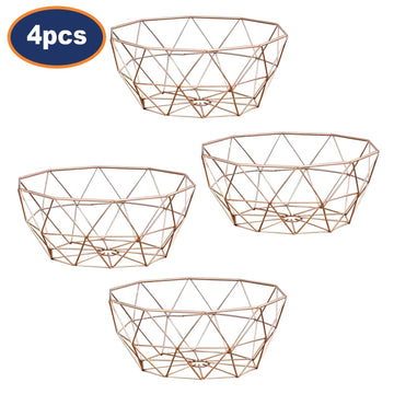 4Pcs Copper Color Metal Wire Geometric Food Basket