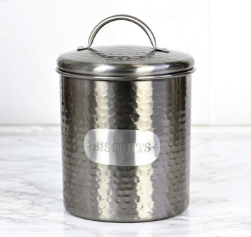 Large Grey Metal Airtight Storage Canister