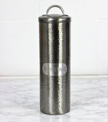 29cm Grey Hammered Effect Kitchen Pasta Storage Canister