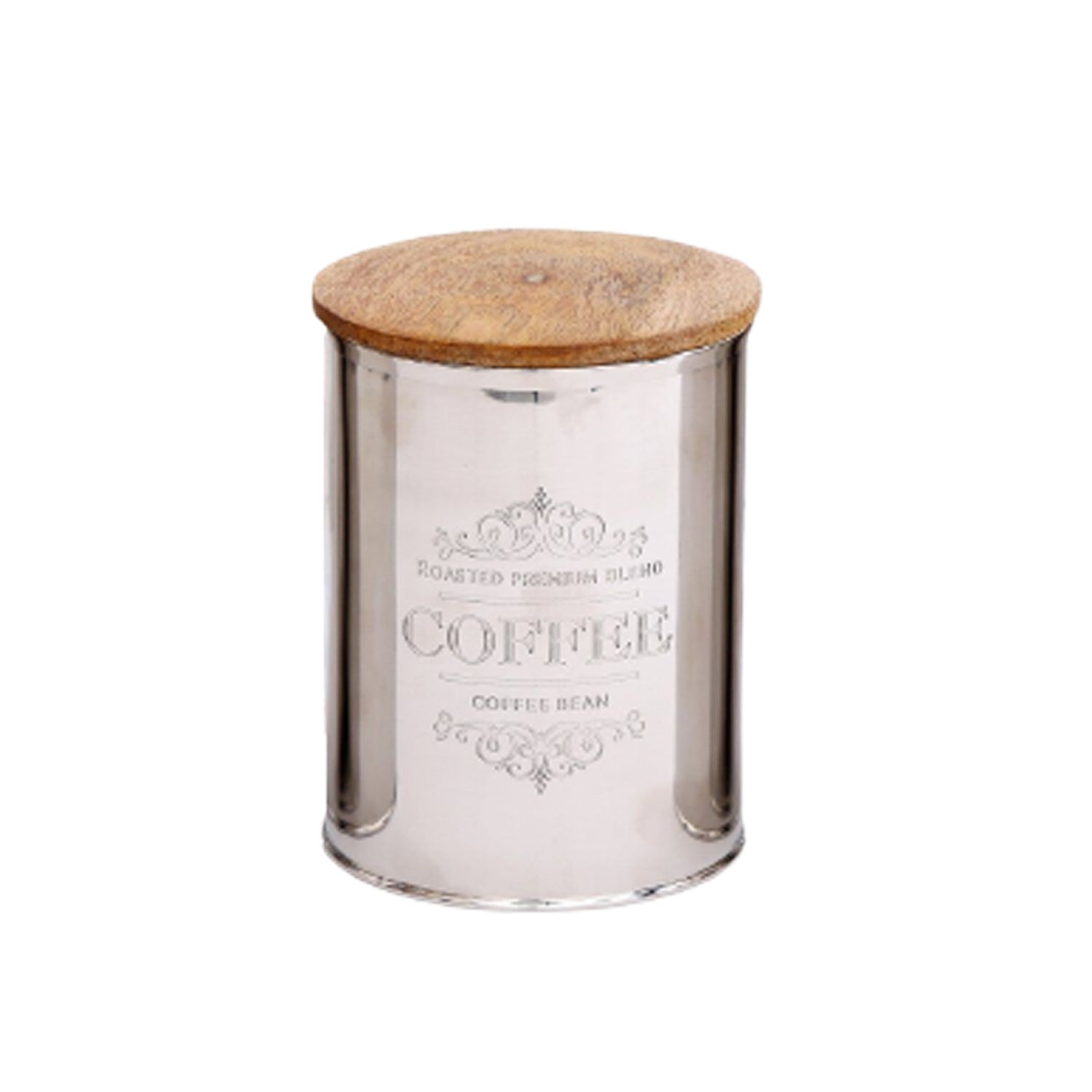 Stainless Steel Coffee Canister With Wood Lid