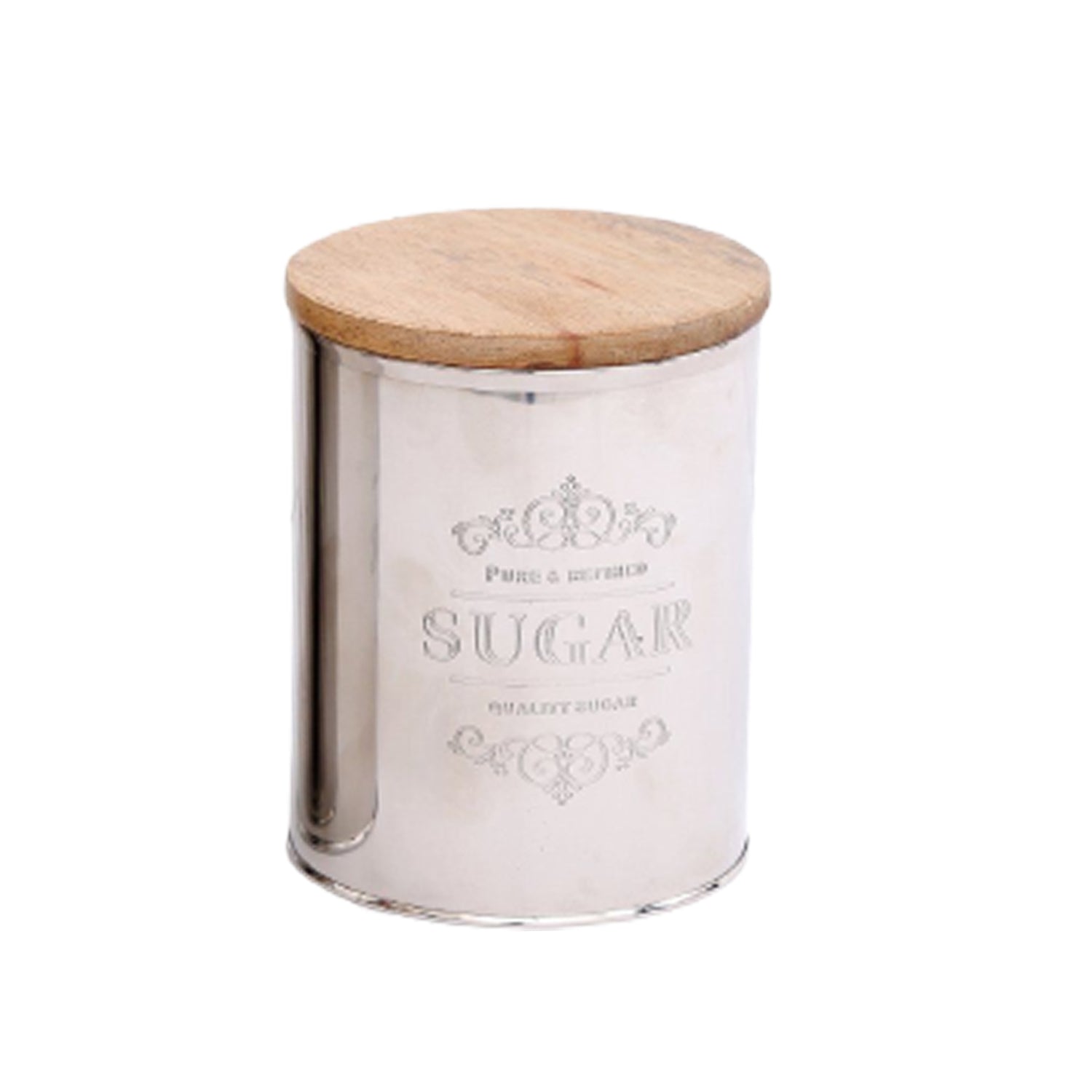 Stainless Steel Sugar Canister With Wood Lid Storage