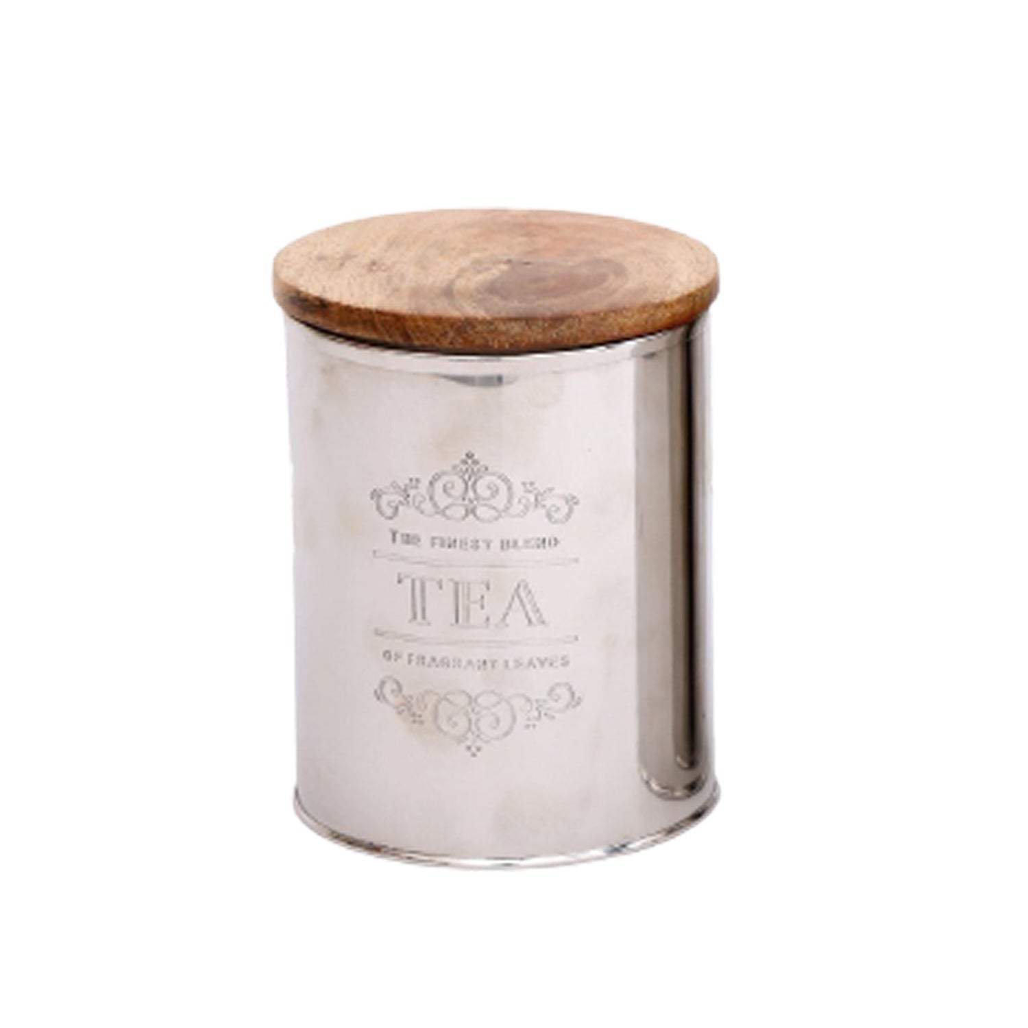 Stainless Steel Tea Canister With Wood Lid