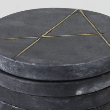 Set of 4 Grey Gold Inlay Round Coasters
