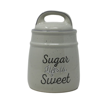 Set of Grey Tea Coffee Sugar Canisters Ceramic Storage Jars