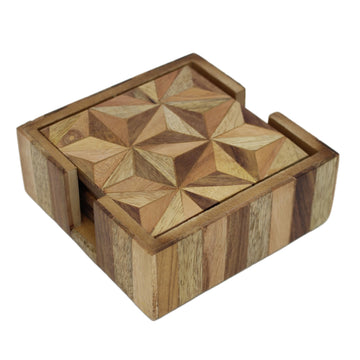 Decorative Design Set of 4 Wooden Coasters Tableware Dining