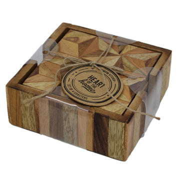 Decorative Design Set of 4 Wooden Coasters Tableware Dining