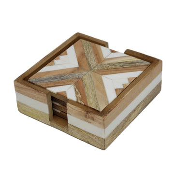 Decorative Design Set of 4 Wooden Coasters Tableware Dining