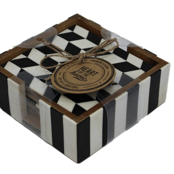 Decorative Design Set of 4 Wooden Coasters Tableware Dining