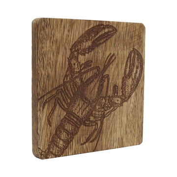 Set Of 4 Square Wooden Coasters Lobster Design