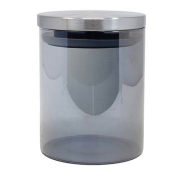 Small Stainless Steel & Clear Glass Jar