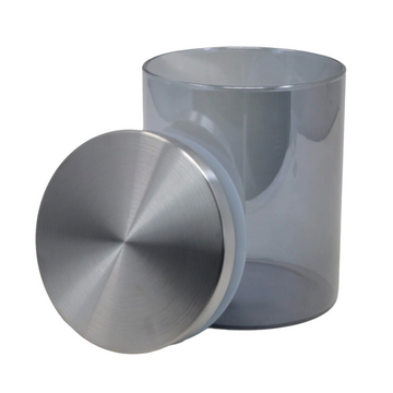 Small Stainless Steel & Clear Glass Jar