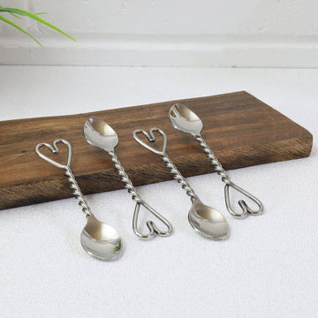 4pcs Stainless Steel Twist Heart Spoon Set